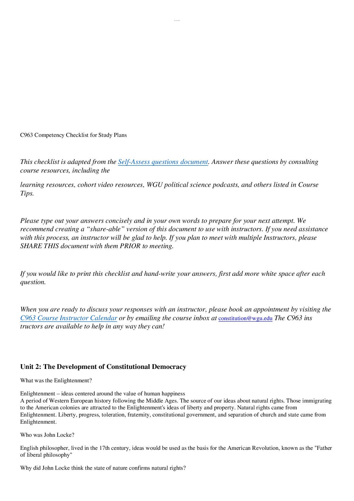 Preview image for C963 Competency Checklist for Study Plans